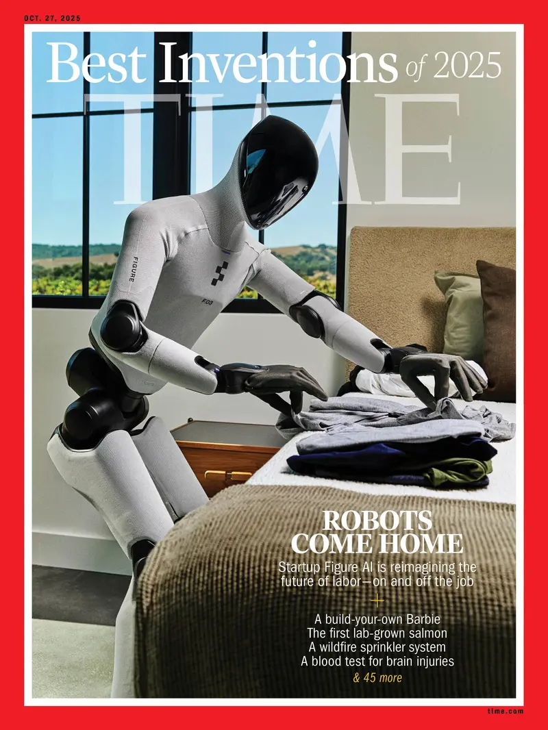 Time Magazine cover of Figure 03 humanoid robot