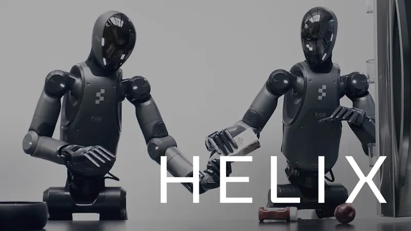Two Figure humanoid robots collaborating