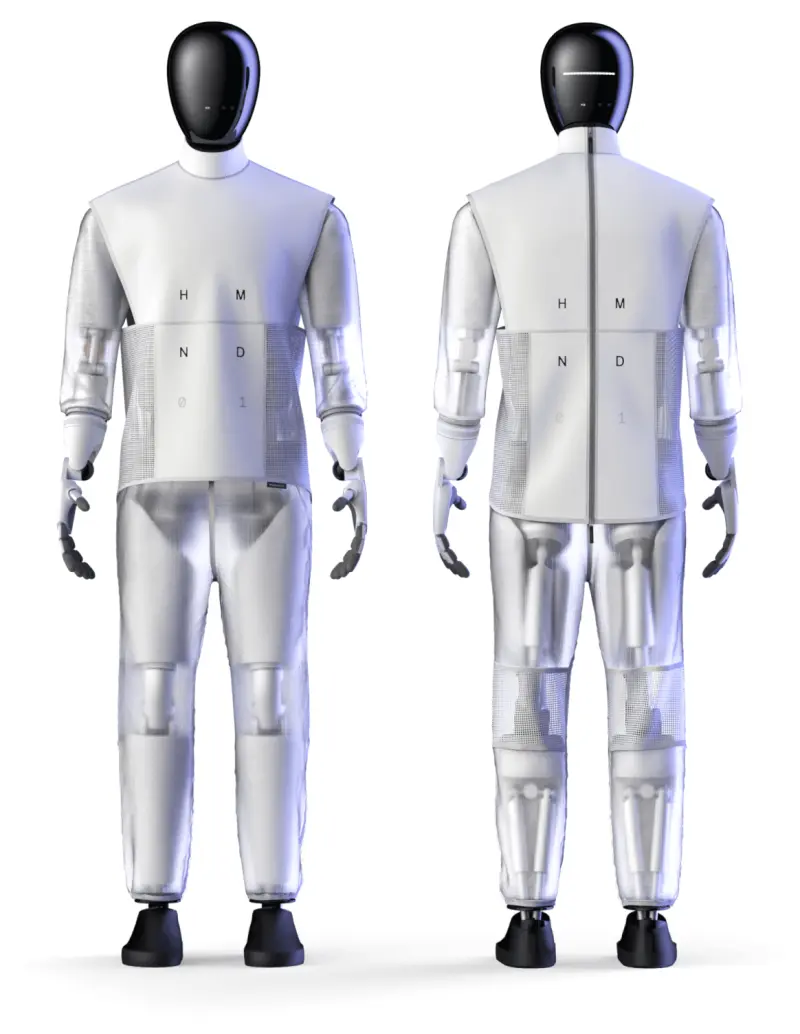 Front and back of the HMND 01 humanoid robot