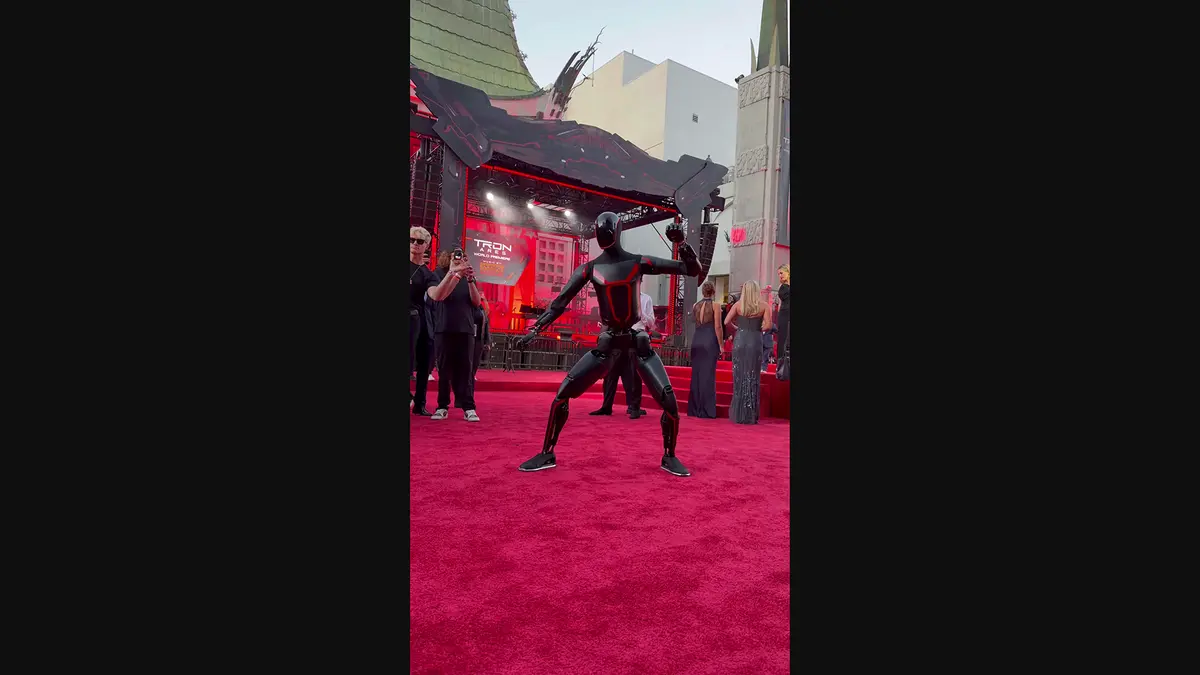 Tesla Optimus shows off kung fu skills at the red carpet at the Tron Ares premiere in Hollywood