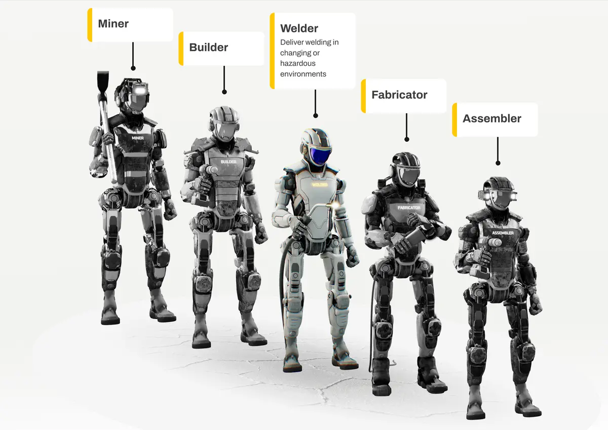 Conceptual render of a Persona AI humanoid robot welding
