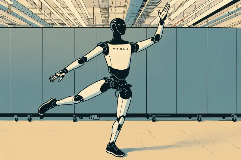 Illustration of Tesla Optimus dancing ballet