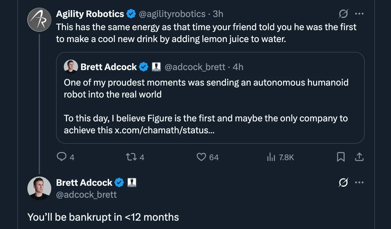 Screenshot of a tweet by Figure CEO Brett Adcock