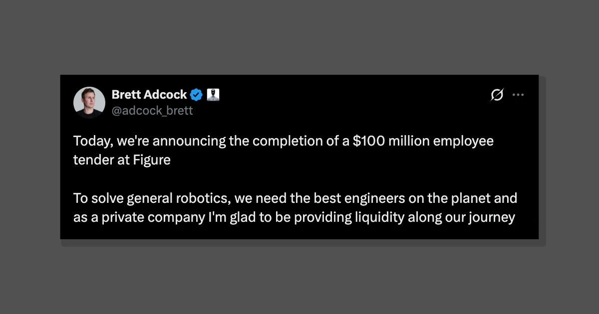Figure Completes $100 Million Employee Tender Offer as Robotics Talent War Intensifies