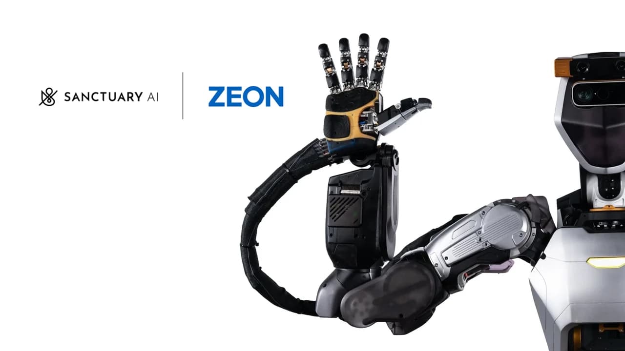 Sanctuary AI Secures Zeon Investment to Develop Resilient Materials for Industrial Robotic Hands