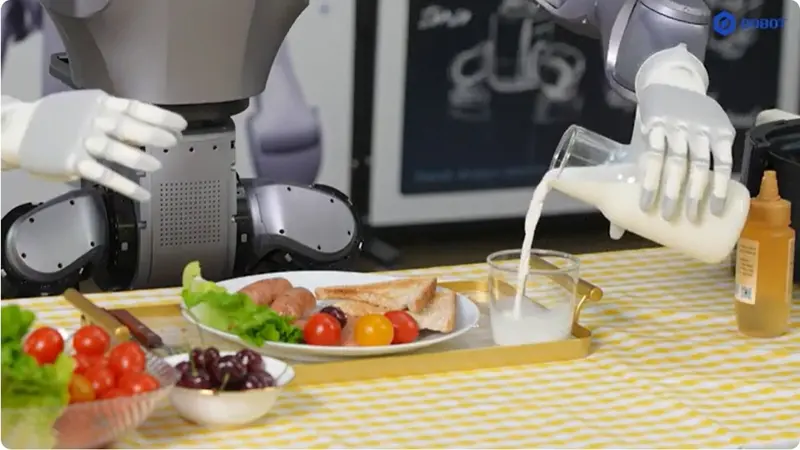 Dobot's humanoid robot Atom preparing breakfast