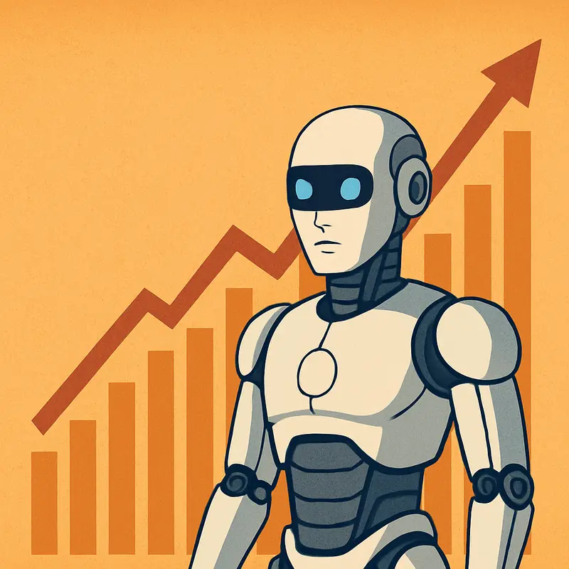 A cartoon illustration of a humanoid robot