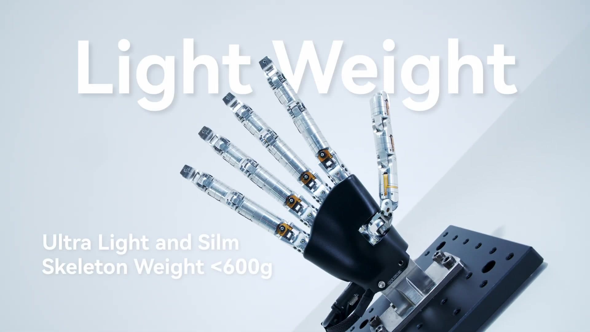 Wuji hand wheighs less than 600 grams