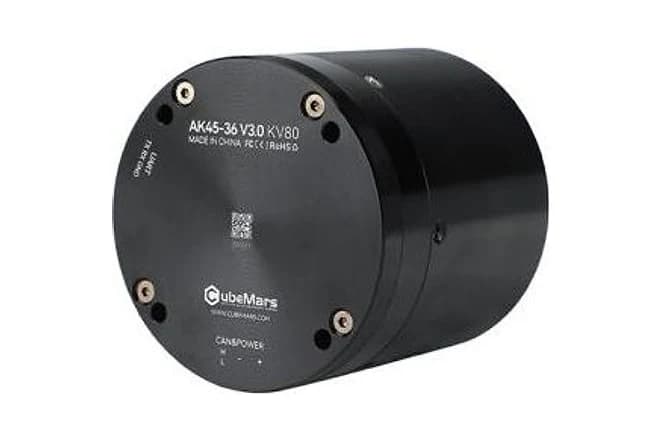 CubeMars AK45-36 V3.0 KV80 robotic actuator, rear three-quarter view