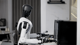 AGIBOT robot handling bottles at a minibar.