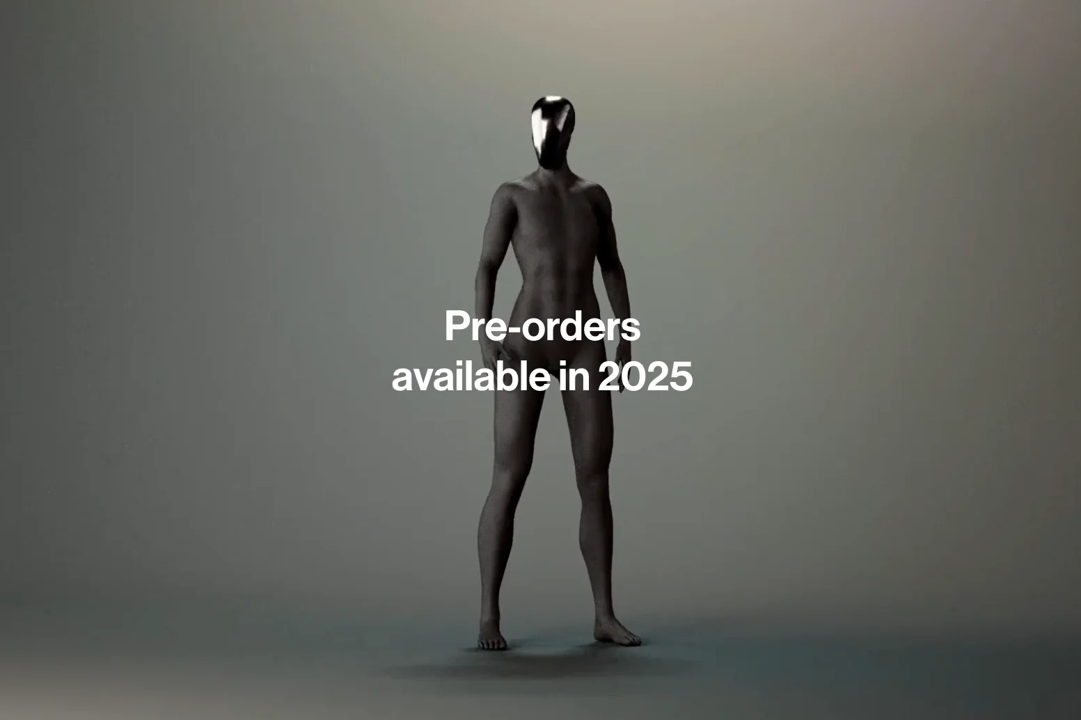 A screenshot from Clone Robotics website showing a CGI version of their humanoid robot