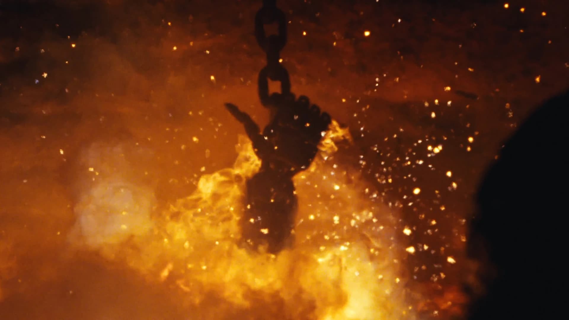 The farewell includes a final thumbs-up amid the flames.