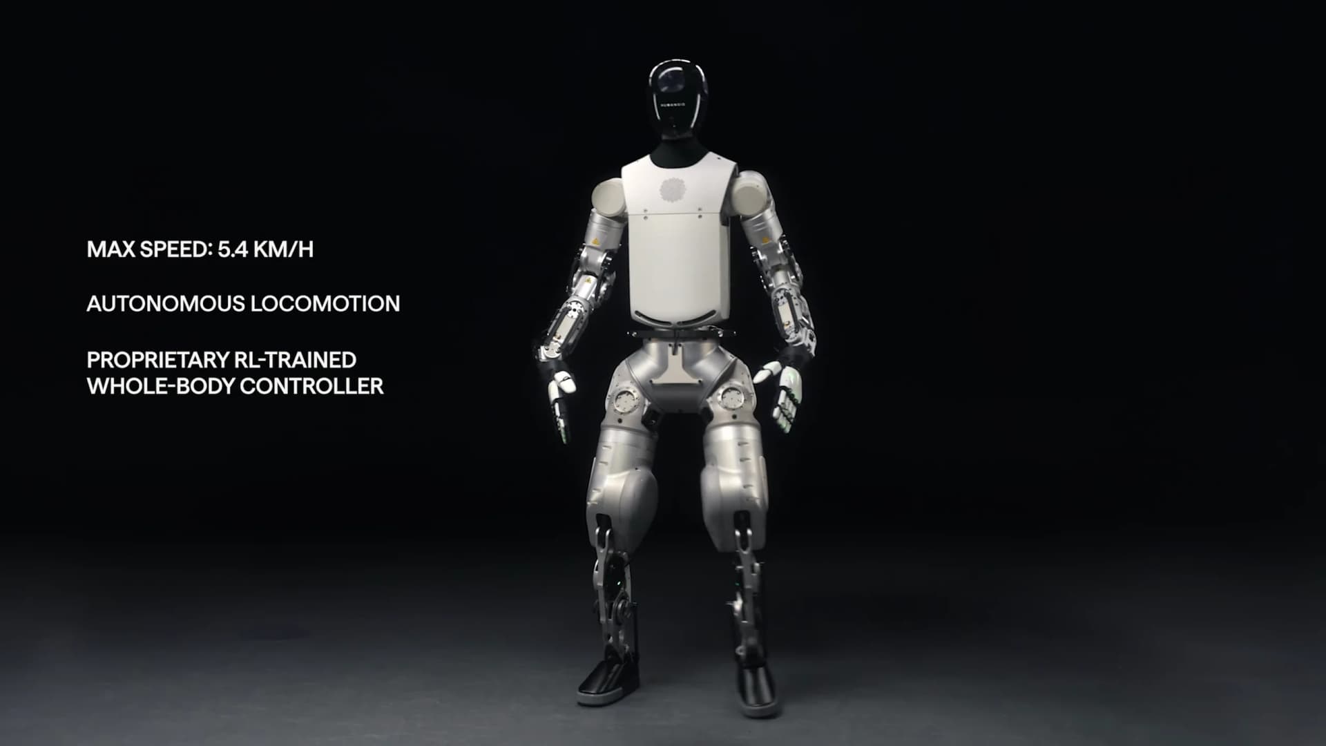 The HMND 01 Alpha Bipedal robot standing in a studio environment.