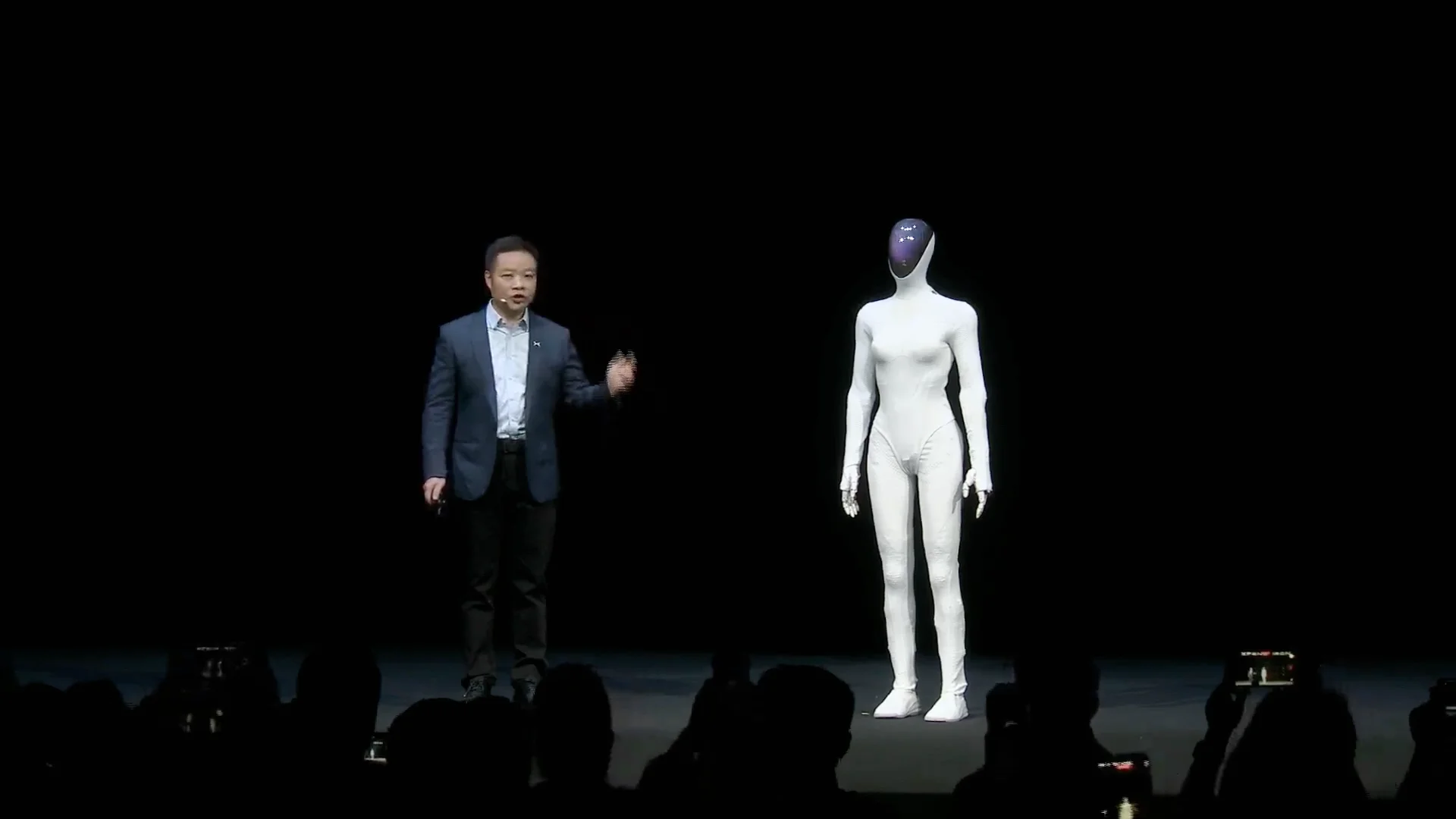 Female Xpeng Iron on stage during keynote 2025