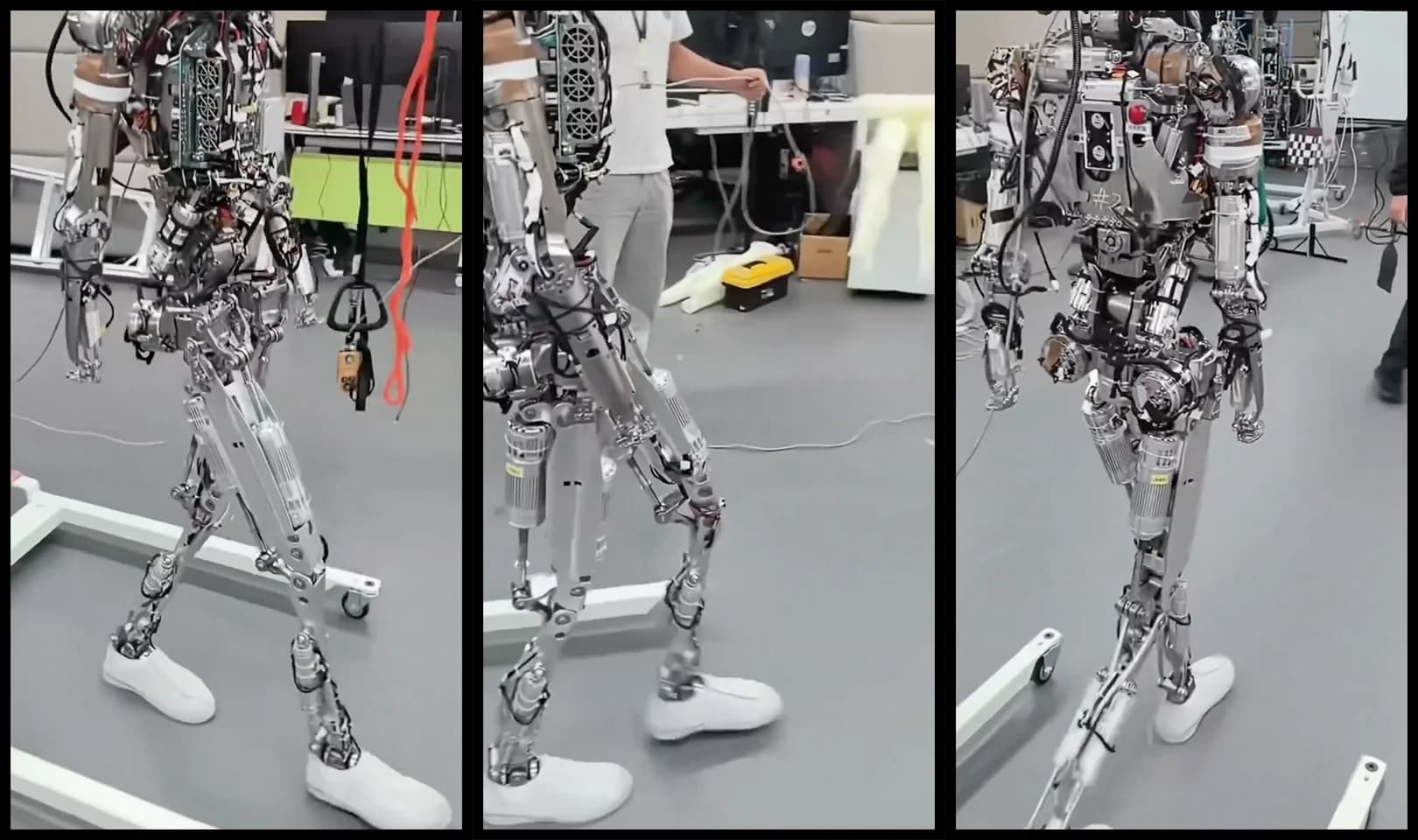 Xpeng next generation humanoid robot walking collage